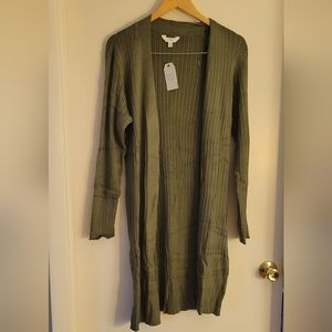 Olive Green Duster Cardigan